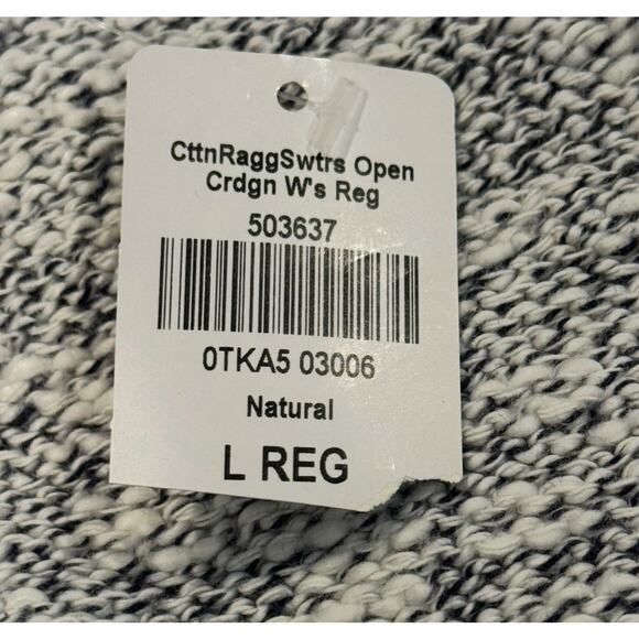 NWT L.L. Bean Cotton Ragg Sweater Open Cardigan Natural: Size Large - Picture 6 of 12